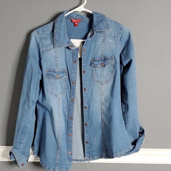 guess denim blouse